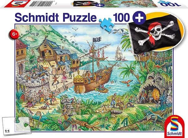 Jigsaw Puzzle 100 Pieces - Pirate Bay with Pirate Flag - Schmidt