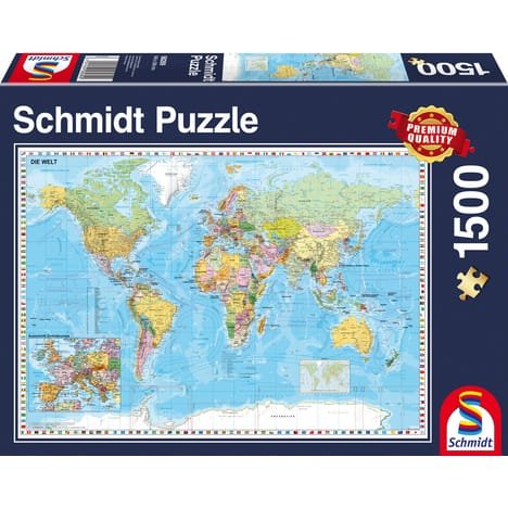Jigsaw Puzzle 1500 Pieces - World Map in German - Schmidt