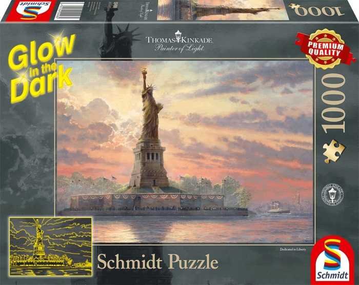 Jigsaw Puzzle 1000 Pieces - Glow in the Dark Kinkade Statue of Liberty - Schmidt