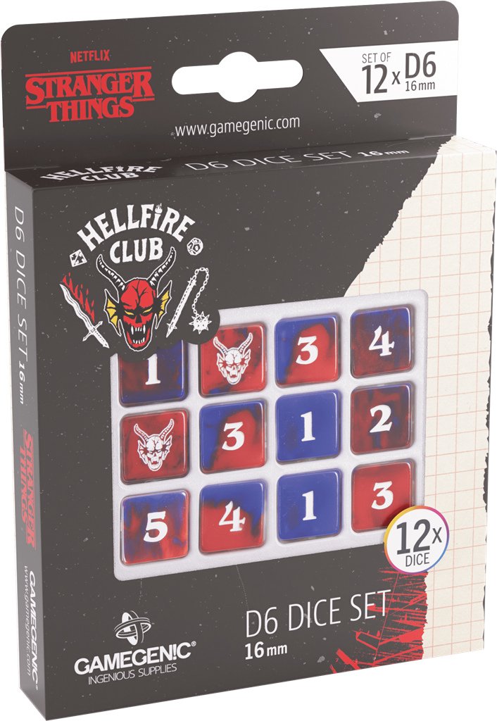 Set de 12 Dés D6 16mm Stranger Things Hellfire Club - Gamegenic