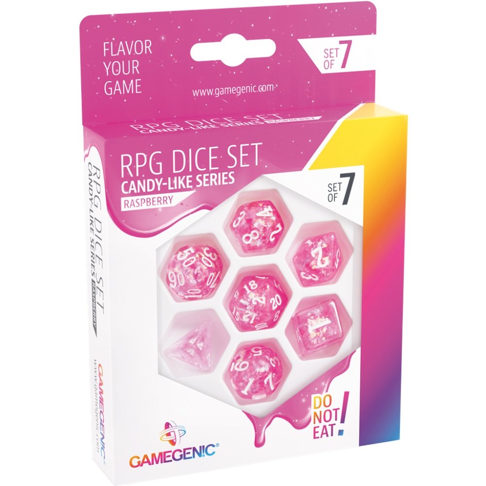 Set of 7 RPG dice Candy-Like Series Raspberry - Gamegenic