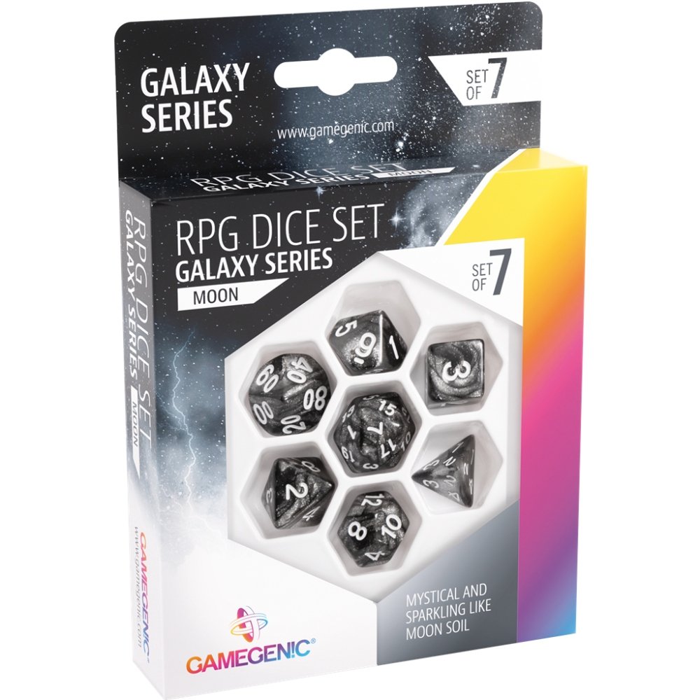 Set of 7 Galaxy Series Moon RPG dice - Gamegenic