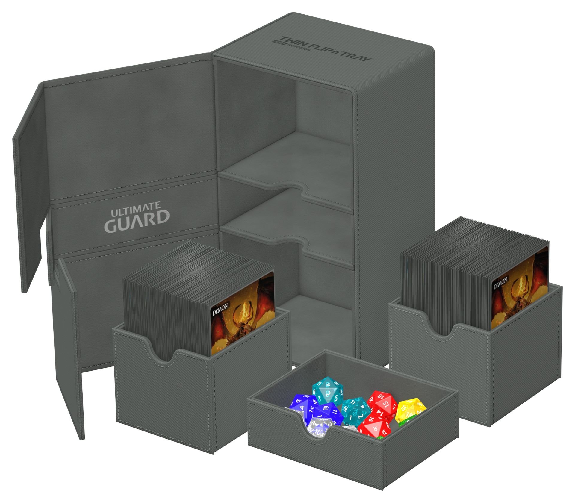 Twin Flip'n'Tray Deck Case 200+ XenoSkin Gris Monocolore - Ultimate Guard