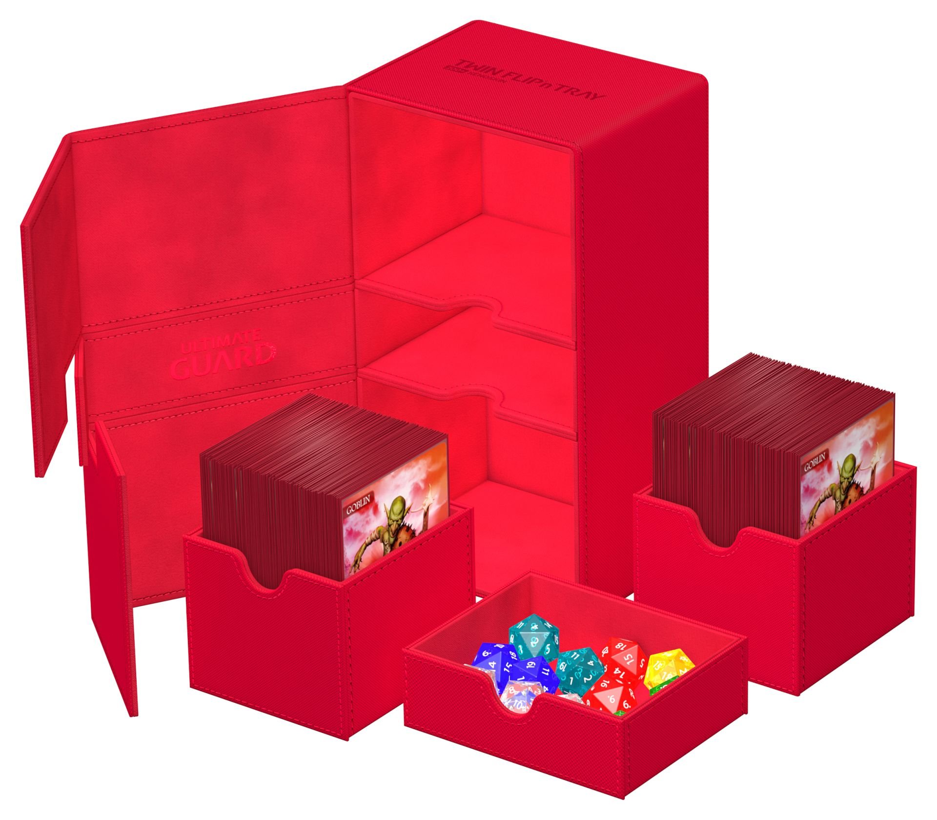 Twin Flip'n'Tray Deck Case 200+ XenoSkin Rouge Monocolore - Ultimate Guard
