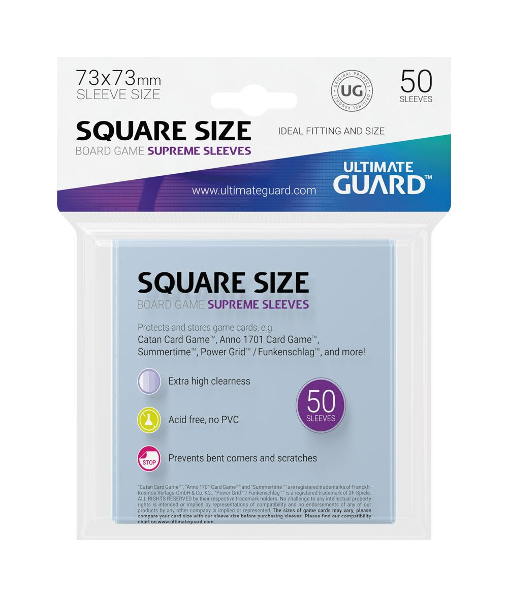 50 Clear Supreme Square (73 x 73 mm) Size Sleeves - Ultimate Guard