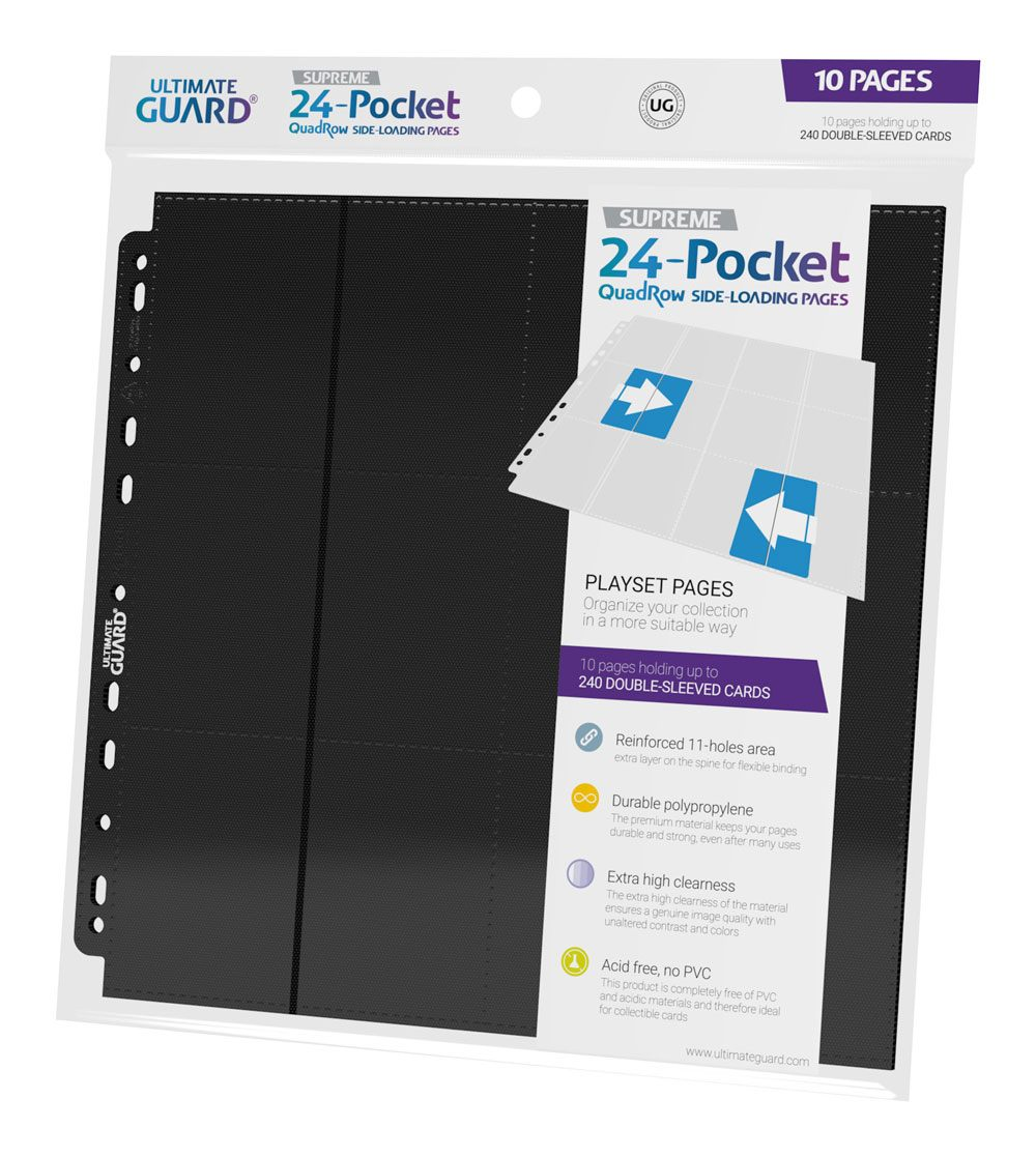 10 pages de classeur 24-Pocket Quadrow Side-Loading - Noir - Ultimate Guard