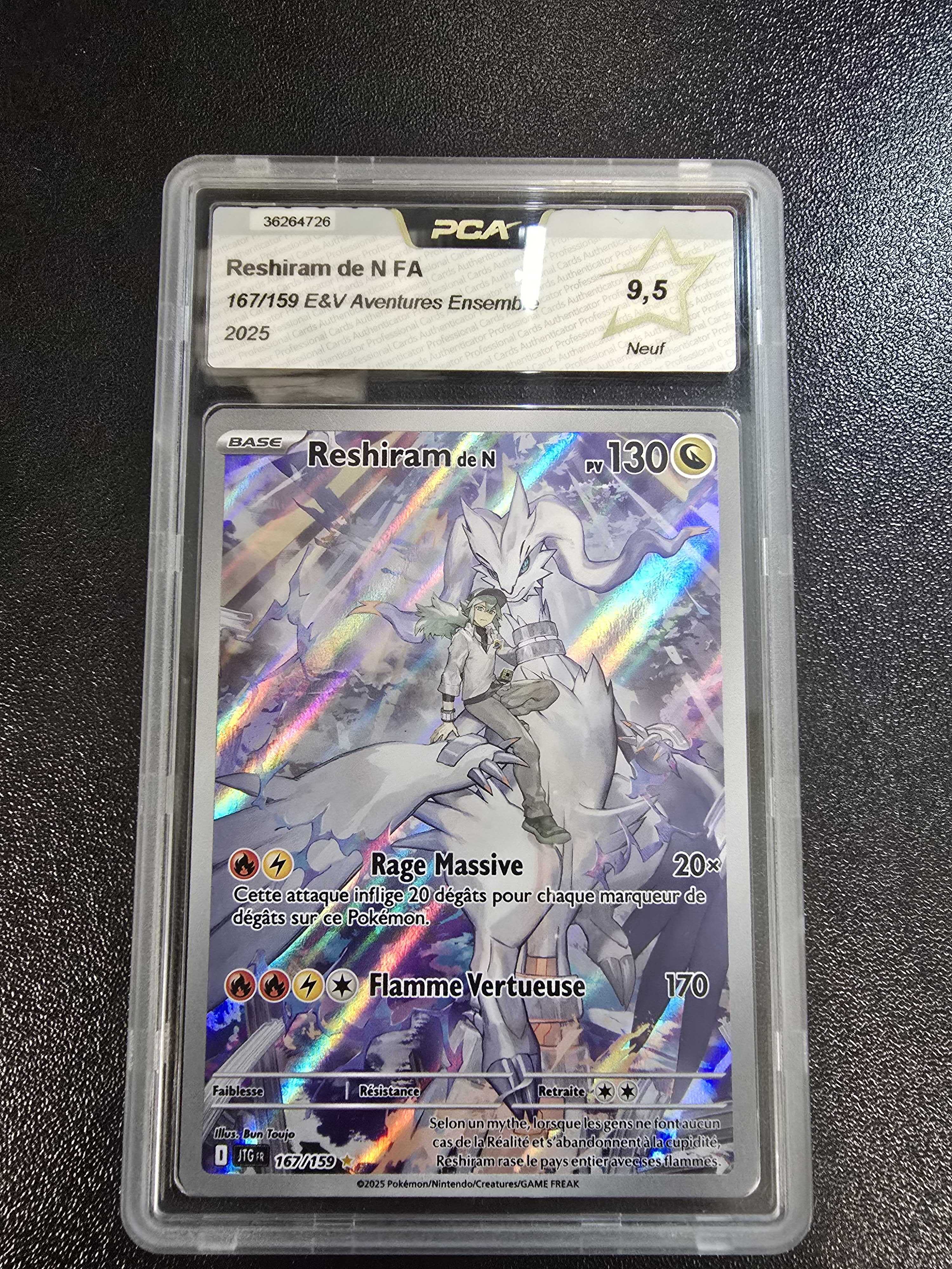 Carte Pokémon Reshiram De N 167/159 EV09 Aventures Ensemble - Gradée 10 - VF
